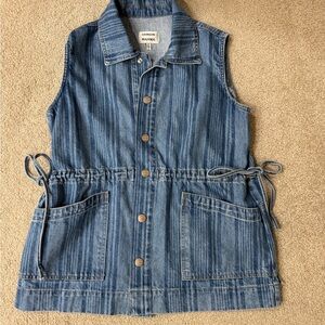 Damson Madder Hera Oversized Striped Denim Gilet Best